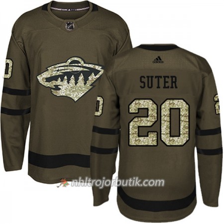 Män Ishockey Minnesota Wild Tröja Ryan Suter 20 Adidas 2017-2018 Camo Grön Authentic